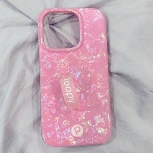 Pink loopy iphone 14 pro phone case